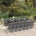 vidaXL 15-tlg. Garten-Essgruppe mit Kissen Poly Rattan Grau