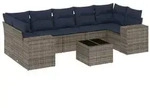 vidaXL 8-teiliges Gartensofa-Set mit Kissen, grau, Polyrattan