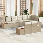 vidaXL 8-teiliges Garten-Sofa-Set mit Kissen beige Poly-Rattan Akazie