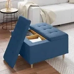vidaXL Aufbewahrungsottomane mit Kissen Blau 80 x 80 x 45 cm Stoff