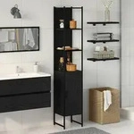 vidaXL Badschrank Schwarz Eiche 33x33x185,5 cm Holzwerkstoff