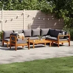 vidaXL 6-tlg. Garten-Sofagarnitur mit Kissen Massivholz Akazie
