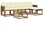 vidaXL Outdoor-Sofagarnitur mit Kissen 6 pcs Natur und Creme