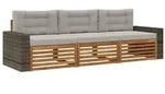 vidaXL Outdoor-Sofagarnitur 3 pcs Nat&uuml;rlich und Hellgrau Polyester