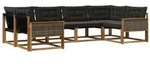 vidaXL Outdoor-Sofagarnitur mit Kissen 6 pcs Nat&uuml;rlich und Schwarz