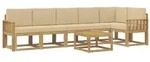 vidaXL Outdoor-Sofagarnitur mit Kissen 7 pcs Wei&szlig; und Beige Polyester