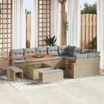 vidaXL 12-teiliges Garten Sofa Set mit Kissen Beige Poly Rattan