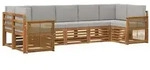 vidaXL Ecksofa Set mit Kissen 6 pcs Nat&uuml;rlich und Hellgrau