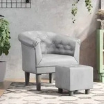 vidaXL Clubsessel mit Fu&szlig;hocker Silbern Kunstleder