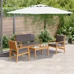 vidaXL 4-tlg. Garten-Sofagarnitur mit Kissen Massivholz Akazie