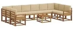 vidaXL Outdoor-Sofagarnitur mit Kissen 11 pcs Natur und Beige