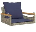 vidaXL H&auml;ngesessel mit Kissen Grau 63x62x40 cm Poly Rattan