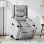 vidaXL Relaxsessel mit Aufstehhilfe Elektrisch Hellgrau Stoff