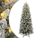 vidaXL K&uuml;nstlicher Weihnachtsbaum mit Schnee 150 LEDs 150 cm