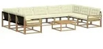 vidaXL Outdoor-Sofagarnitur mit Kissen 10 pcs Wei&szlig; und Creme