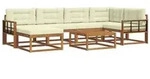 vidaXL Outdoor-Sofagarnitur mit Kissen 7 pcs Natur und Creme