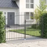 vidaXL Gartentor mit Spear-Top Dual Swing Grau 175x300 cm Stahl