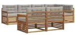 vidaXL Outdoor-Sofagarnitur mit Kissen 7 pcs Nat&uuml;rlich und Hellgrau