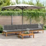 vidaXL 4-tlg. Garten-Sofagarnitur aus Paletten mit Kissen Akazienholz