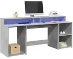 vidaXL LED-Schreibtisch Betongrau 200x55x91 cm Holzwerkstoff