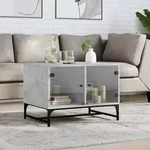 vidaXL Couchtisch mit Glast&uuml;ren Betongrau 68,5x50x50 cm