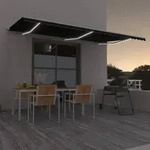 vidaXL Markise Manuell Einziehbar mit LED 600x350 cm Anthrazit