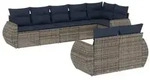 vidaXL 8-teiliges Gartensofa-Set mit Kissen, grau, Polyrattan