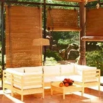 vidaXL 7-tlg. Garten-Lounge-Set mit Creme Kissen Kiefernholz