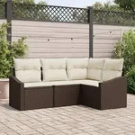 vidaXL 4-tlg. Garten-Essgruppe mit Kissen Braun Poly Rattan