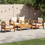 vidaXL 5-tlg. Garten-Sofagarnitur mit Kissen Massivholz Akazie