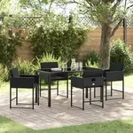 vidaXL 5-teilige Garten-Essgruppe mit Kissen Schwarz Poly Rattan