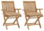 vidaXL Gartenst&uuml;hle 2 Stk. mit Beige Kissen Massivholz Teak