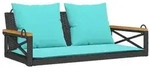 vidaXL H&auml;ngebank mit Kissen Schwarz 109x62x40 cm Poly Rattan