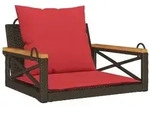 vidaXL H&auml;ngesessel mit Kissen Braun 63x62x40 cm Poly Rattan
