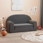 vidaXL Kinder-Schlafsofa 2-Sitzer Anthrazit Weicher Pl&uuml;sch