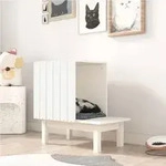vidaXL Katzenhaus Wei&szlig; 60x36x60 cm Massivholz Kiefer