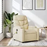vidaXL Massage-Relaxsessel, cremefarbener Stoff