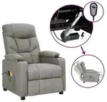 vidaXL Massagesessel Elektrisch Hellgrau Stoff