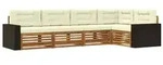 vidaXL Outdoor-Sofagarnitur 5 pcs Natur und Creme 331 x 172,5 x 73 cm
