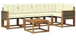 vidaXL Outdoor-Sofagarnitur mit Kissen 6 pcs Natur und Creme