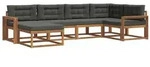 vidaXL Outdoor-Sofagarnitur mit Kissen 6 pcs Natur und Anthrazit
