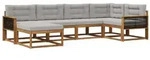 vidaXL Outdoor-Sofagarnitur mit Kissen 6 pcs Natur und Hellgrau