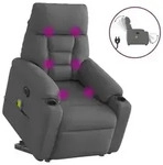 vidaXL Elektrischer Massagesessel mit Aufstehhilfe Dunkelgrau Stoff