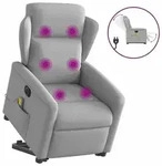 vidaXL Massagesessel mit Aufstehhilfe Elektrisch Wolkengrau Stoff