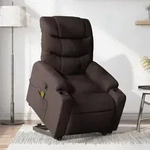 vidaXL Massagesessel mit Aufstehhilfe Dunkelbraun Stoff