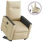 vidaXL Relaxsessel mit Aufstehhilfe Creme Stoff