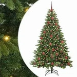 vidaXL K&uuml;nstlicher Weihnachtsbaum mit 300 LEDs Gr&uuml;n 180 cm PE und PVC
