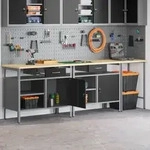 vidaXL 3-tlg. Werkbank-Set Rot Stahl