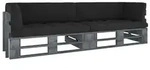 vidaXL 2-Sitzer-Palettensofa mit Kissen Grau Impr&auml;gniertes Kiefernholz