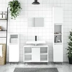 vidaXL Badschrank Wei&szlig; 30x30x100 cm Holzwerkstoff